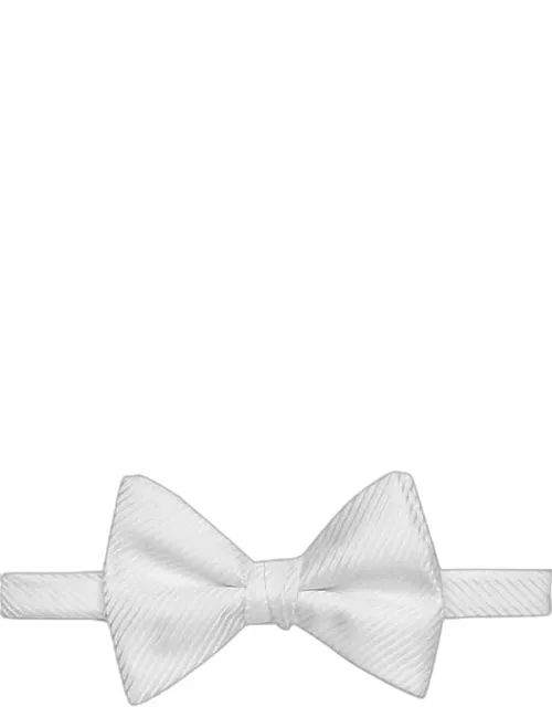 Calvin Klein Men's Textured Stripe Bow Tie White