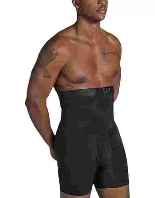Leo By Leonisa Men's High Waist Stomach Shaper Boxer Brief Black