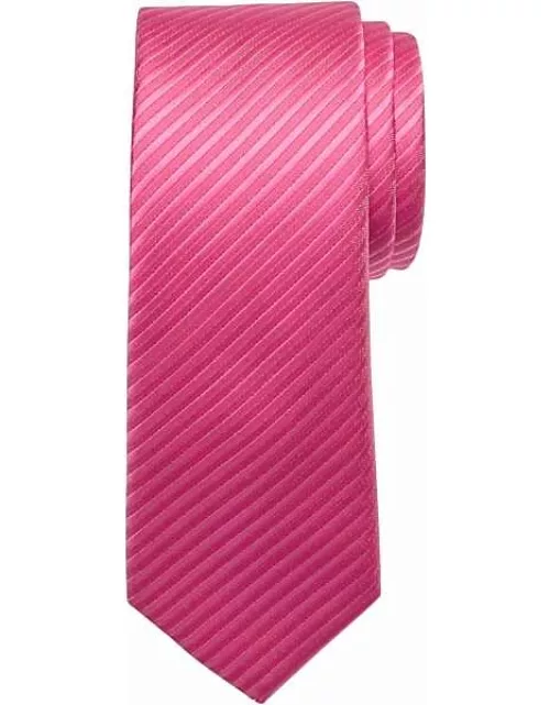 Egara Men's Skinny Stripe Tie Hot Pink Stripe