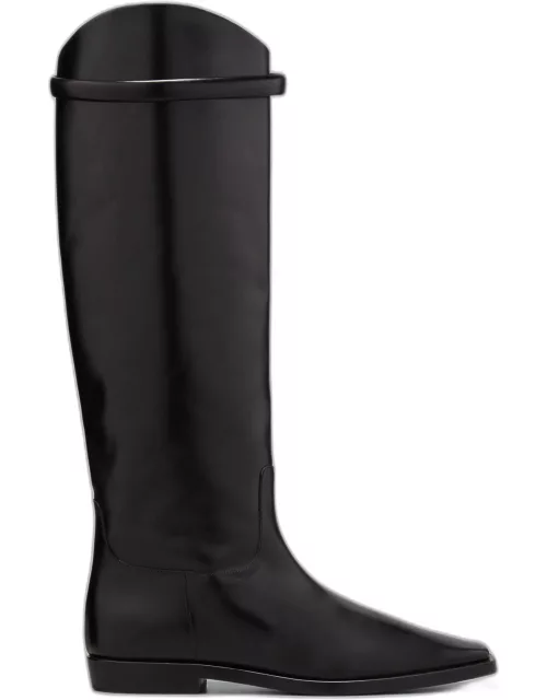 Square-Toe Leather Riding Boot