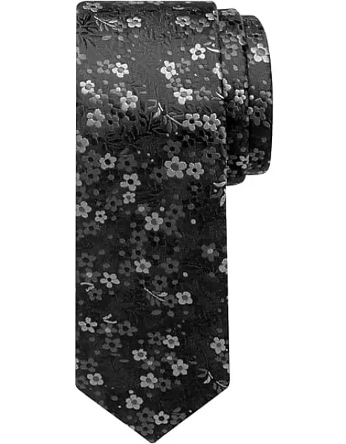 Egara Men's Skinny Tie Black Flora