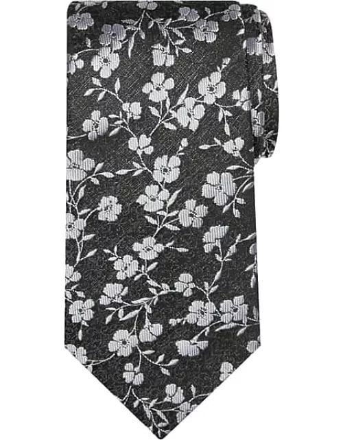 Pronto Uomo Men's Narrow Tie Floral Silver