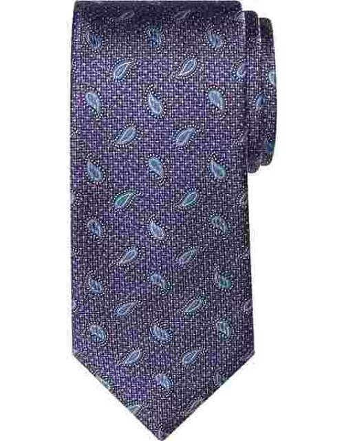 Joseph Abboud Men's Narrow Tie Textured Paisley Purple