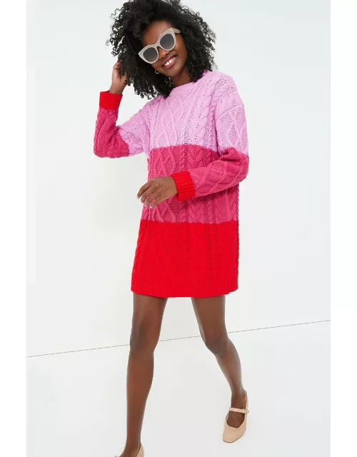 Pink & Red Color Block Scarlett Sweater Dres