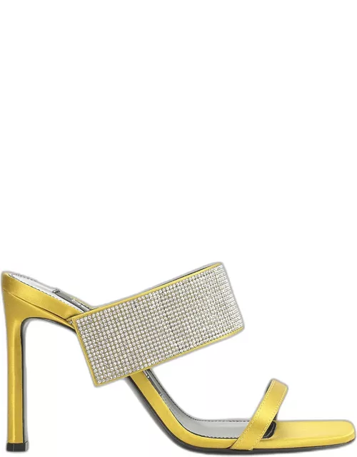 Satin Crystal Stiletto Slide Sandal