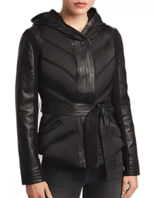 Mesh Inset Hooded Puffer Jacket