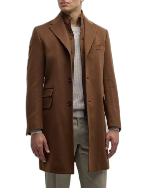 Men's Wool Overcoat with Detachable Liner