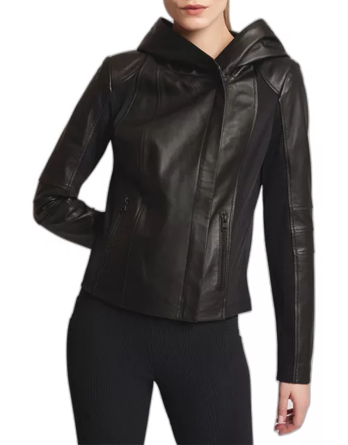 Too Shy Hooded Leather Jacket