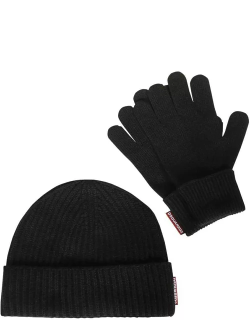 Dsquared2 Knitted Hat And Gloves Set