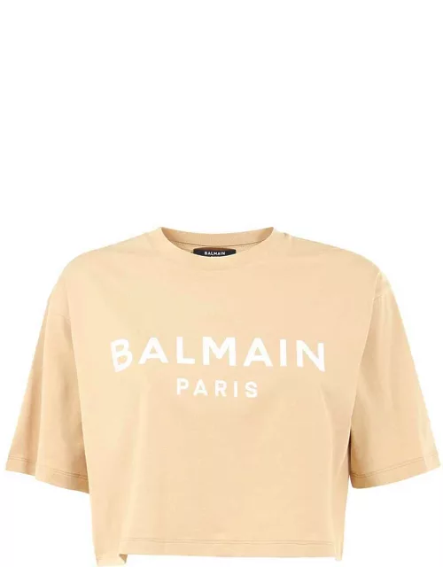 Balmain Logo Detail Cropped T-shirt