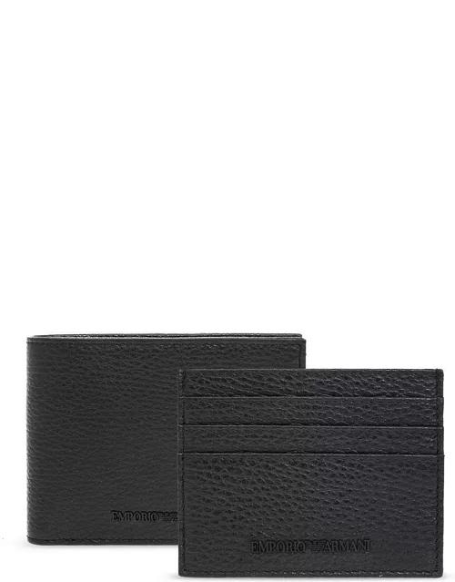 Emporio Armani Black Wallet+card Holder Set
