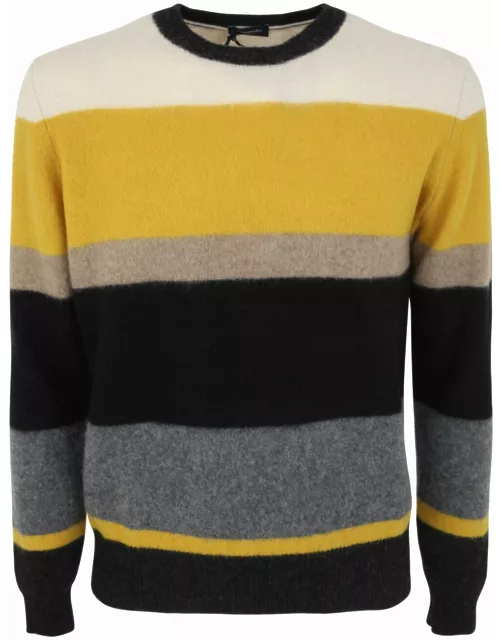 Drumohr Color Block Long Sleeve Crew Neck Sweater