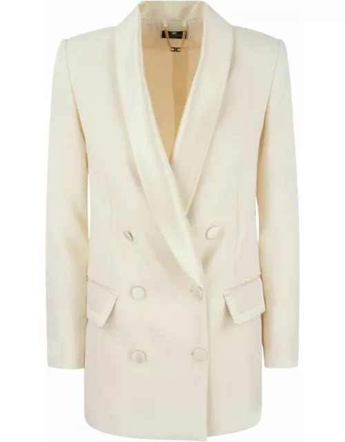 Elisabetta Franchi Double-breasted Jacket In Crepe And Satin
