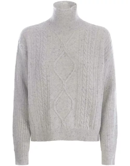 Max Mara Turtleneck Cableknit Sweater