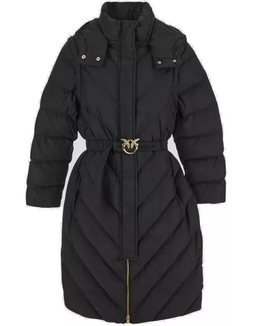 Pinko Belted High Neck Hooded Coat