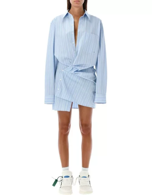 Off-White Striped Long-sleeved Shirt Dres