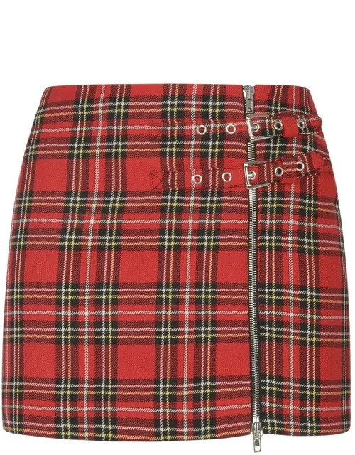 Alessandra Rich Plaid-check Patterned Side-zipped Mini Skirt