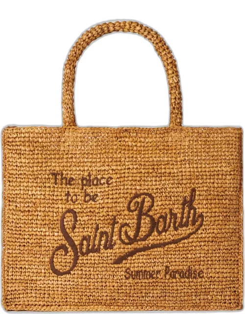 MC2 Saint Barth Vanity Raffia Shoulder Bag With Saint Barth Embroidery