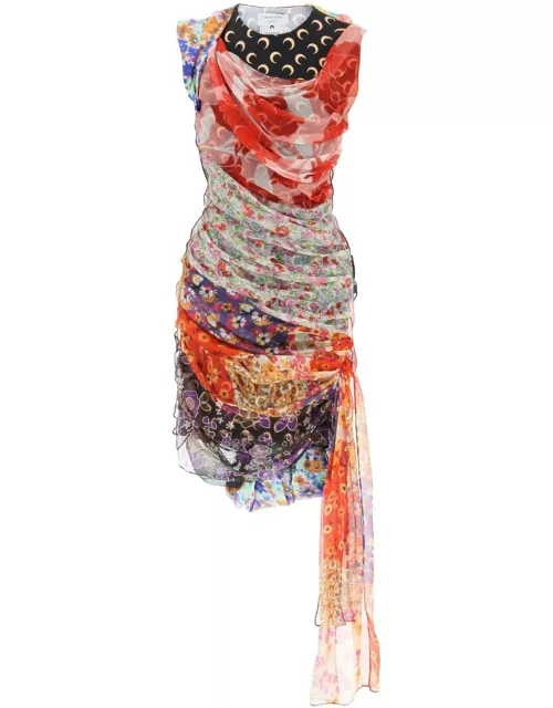 MARINE SERRE upcycled-silk patchwork dres