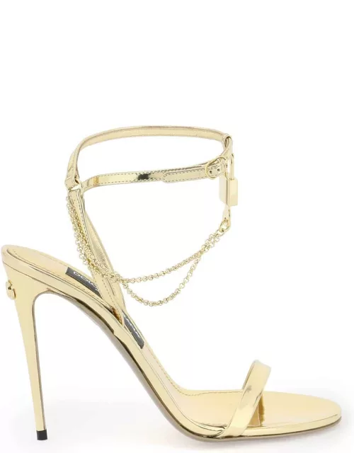 DOLCE & GABBANA laminated leather sandals with char