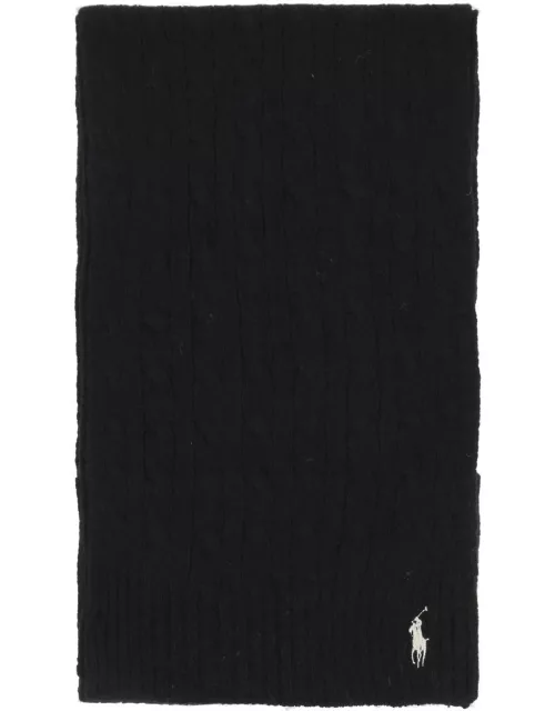 POLO RALPH LAUREN wool and cashmere cable-knit scarf