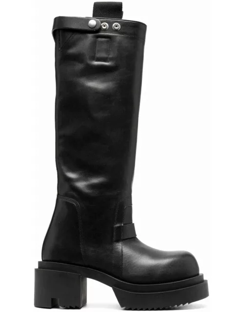 Polished-leather knee-high boot