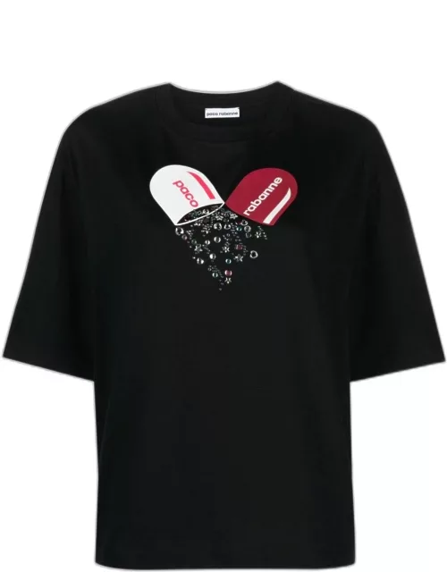 Black T-shirt with graphic print