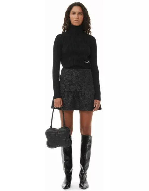 GANNI Jacquard Mini Skirt in Black