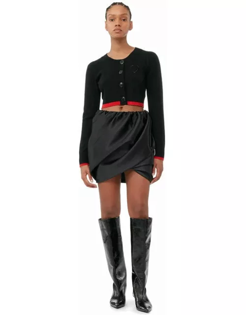 GANNI Double Satin Mini Skirt in Black