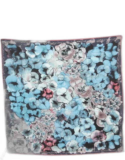 CH Carolina Herrera Multicolor Floral Printed Silk Square Scarf