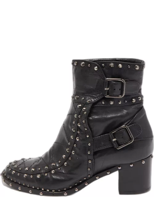 Laurence Dacade Black Leather Studded Ankle Boot