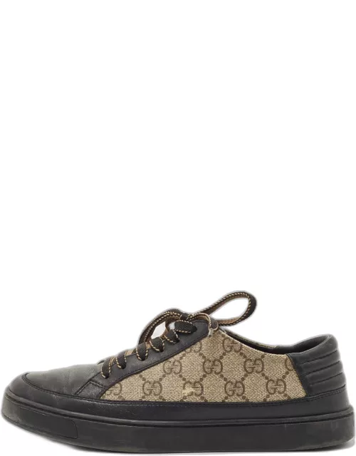 Gucci Beige/Black GG Supreme Canvas And Leather Sneaker