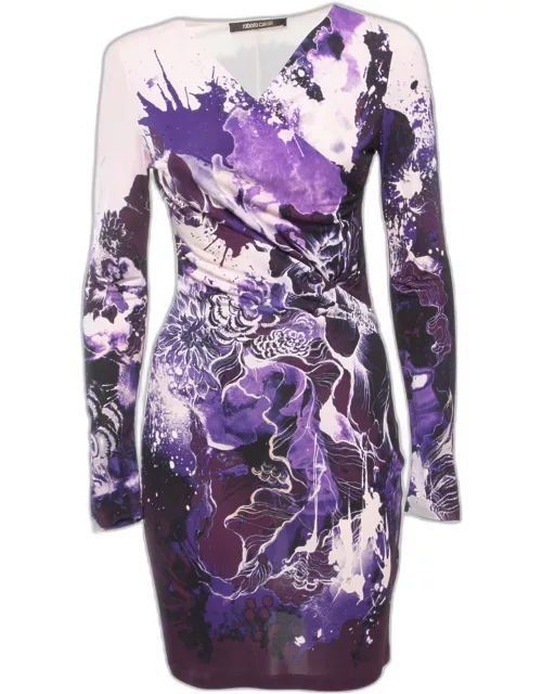 Roberto Cavalli Pink/Purple Print Jersey Short Dress