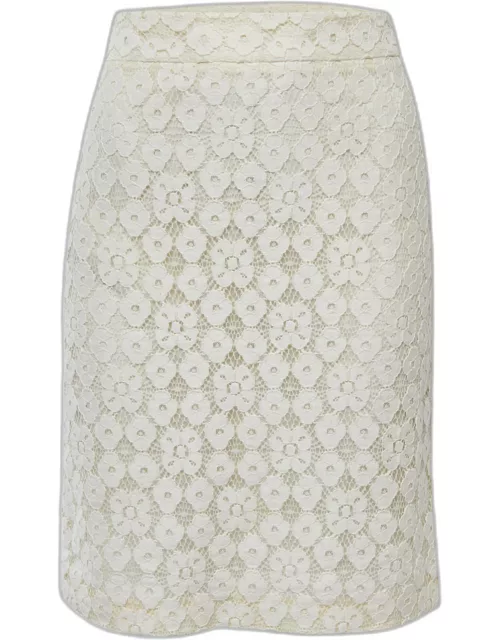 Moschino Cheap and Chic Cream Lace Knee Length Skirt