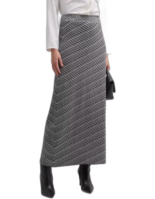 Geometric Striped A-Line Maxi Skirt