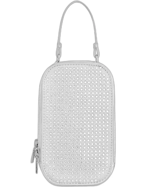Crystal Studded Metallic Phone Crossbody Bag
