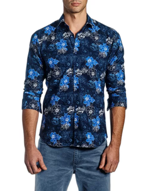 Men's Floral Button-Down Shirt