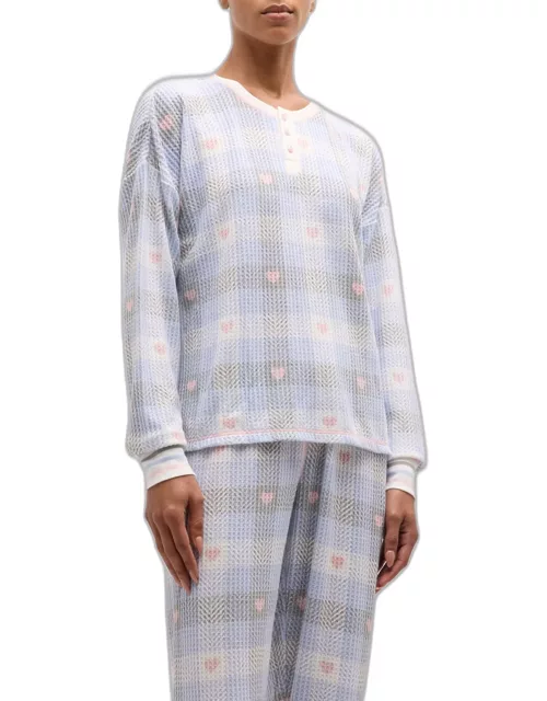 Ski Jammie Floral-Print Thermal Pajama Set