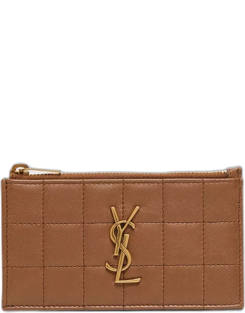 Cassandre YSL Ziptop Card Case in Quilted Smooth Leather