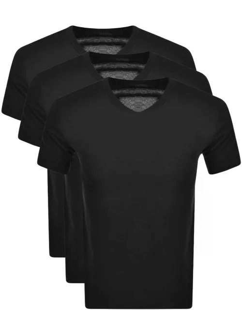 BOSS Triple Pack V Neck T Shirts Black