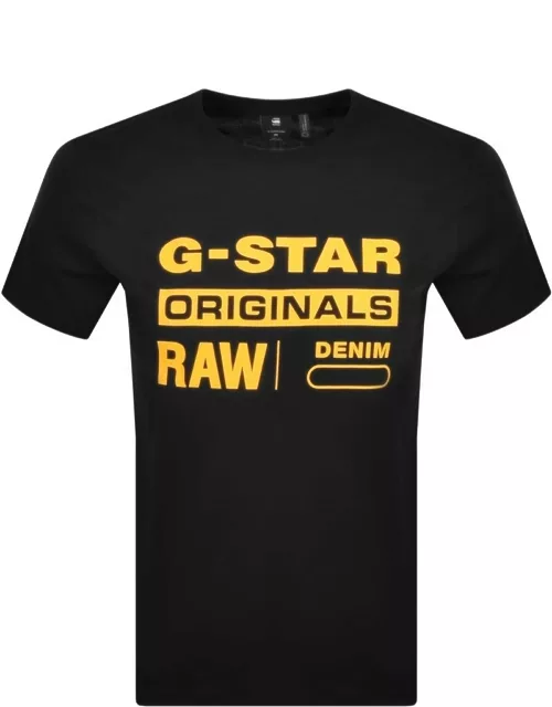 G Star Raw Logo T Shirt Black