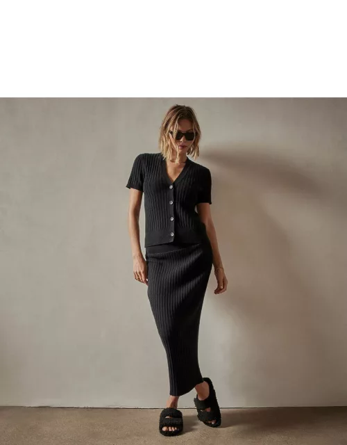 Ribbed Cashmere Pencil Skirt