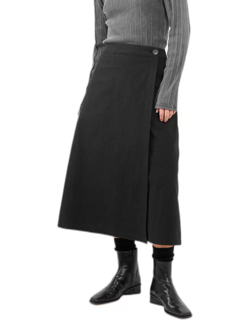 mfpen Wrap Seersucker Skirt Black