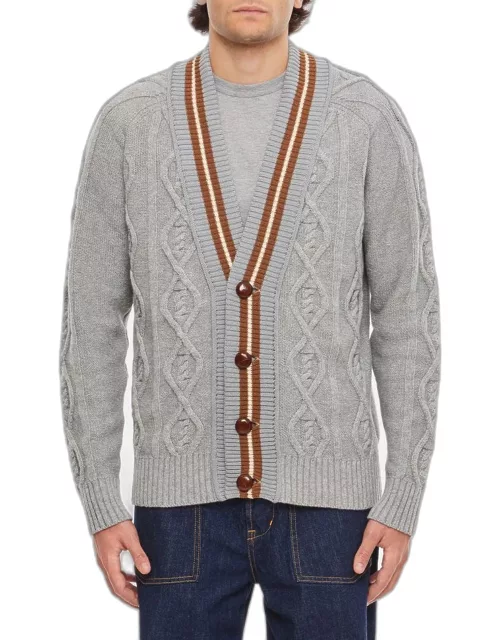 Backside Club Cable Knit Cardigan Sweater Grey