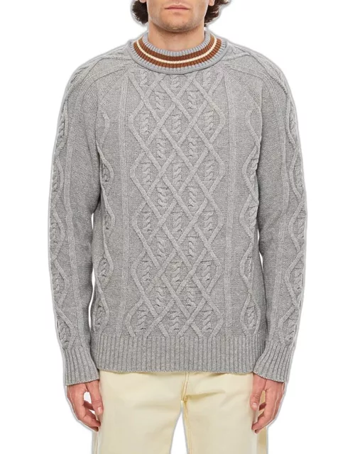 Backside Club Cable Knit Crewneck Sweater Grey