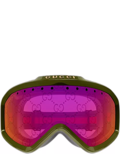 Men's Multicolor Logo Injection Plastic Shield Sunglasse