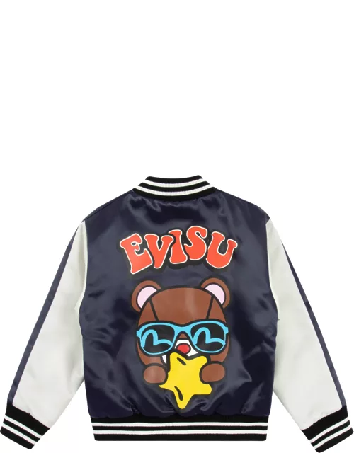Star Bear Print Regular Fit Padded Souvenir Jacket