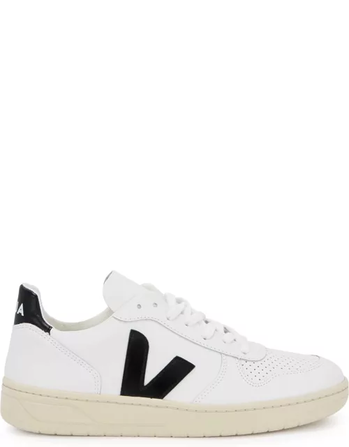 Veja V-10 White Leather Sneakers, Sneakers, White, Leather, Round toe
