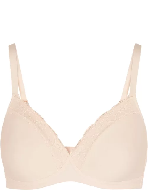 Hanro White Lace-trimmed Soft-cup Bra, Bra, Nude, Hook Fastening - 32A