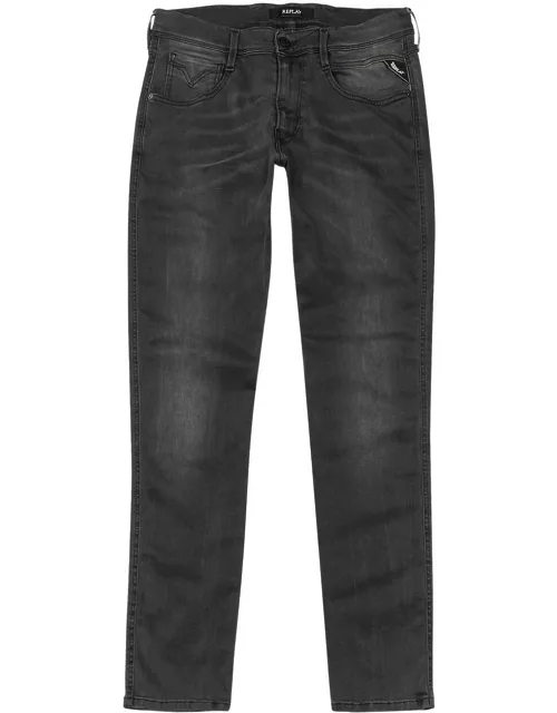 Replay Anbass Hyperflex Grey Slim-leg Jeans - W34/